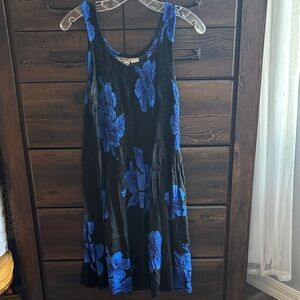 Black and Blue Floral Midi Dress